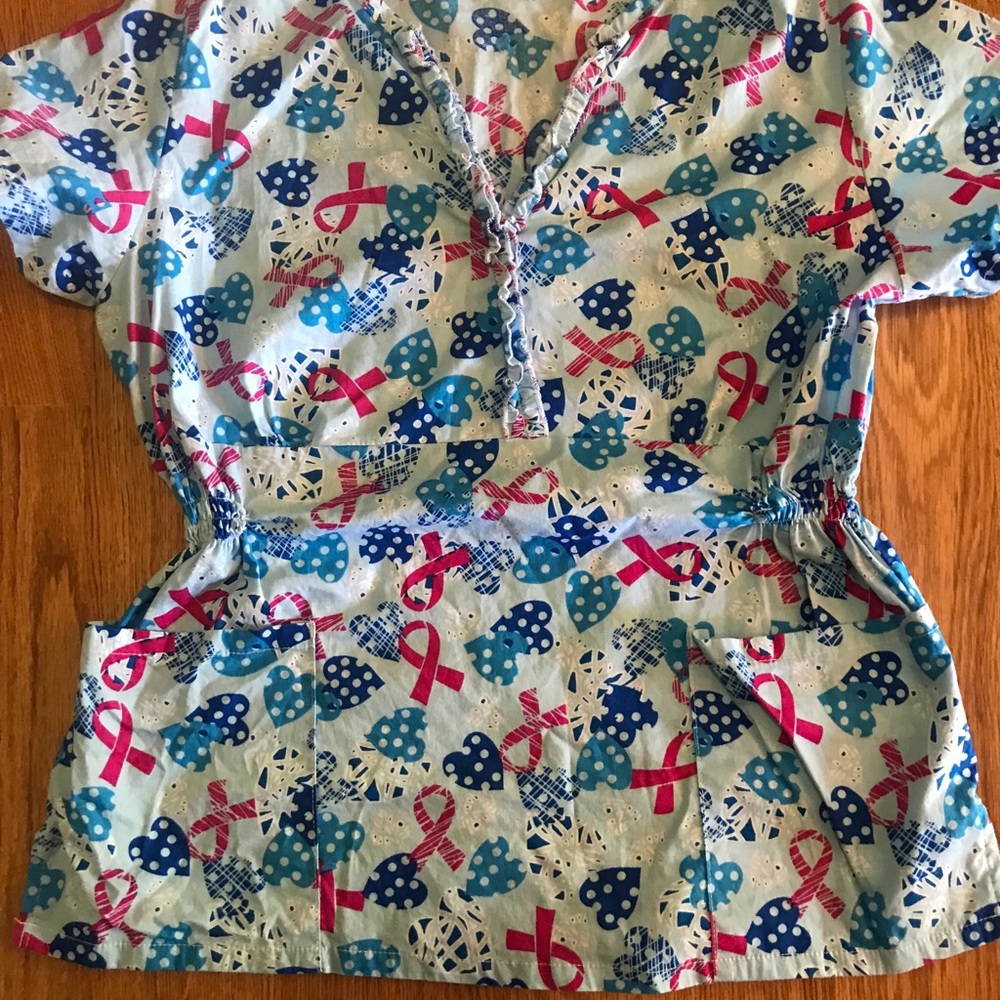 Pink Ribbon Scrub Top - Picture 2 of 5